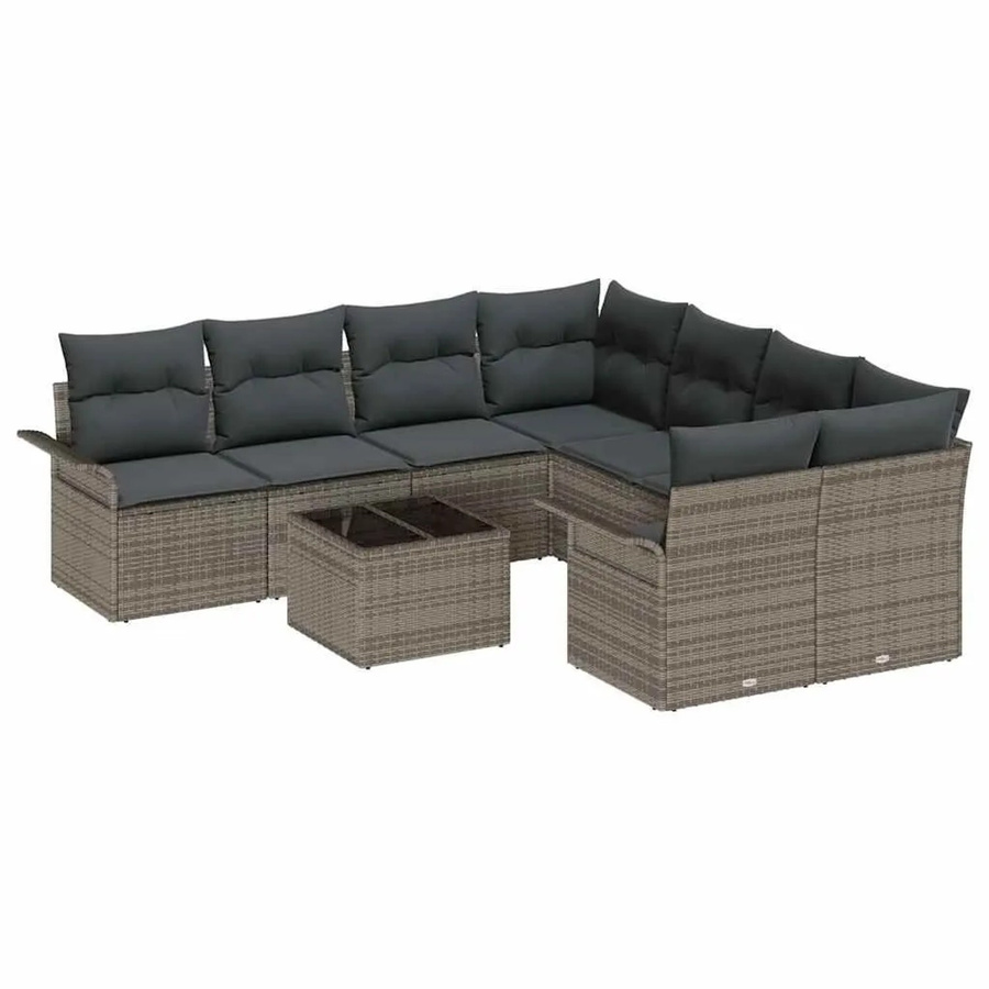 vidaXL Gartensofa-Set aus Poly-Rattan und Stahl in Grau mit Kissen und integriertem Stauraum - Bild 2