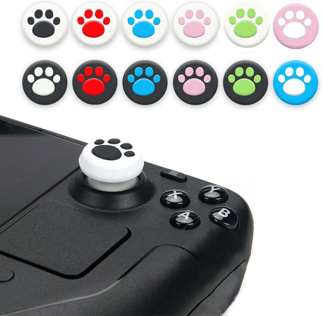 KomoKe Silikon Thumbstick Grip Caps mit Katzenpfoten-Design für Steam Deck OLED und ASUS ROG Ally X, Multicolor - Bild 1