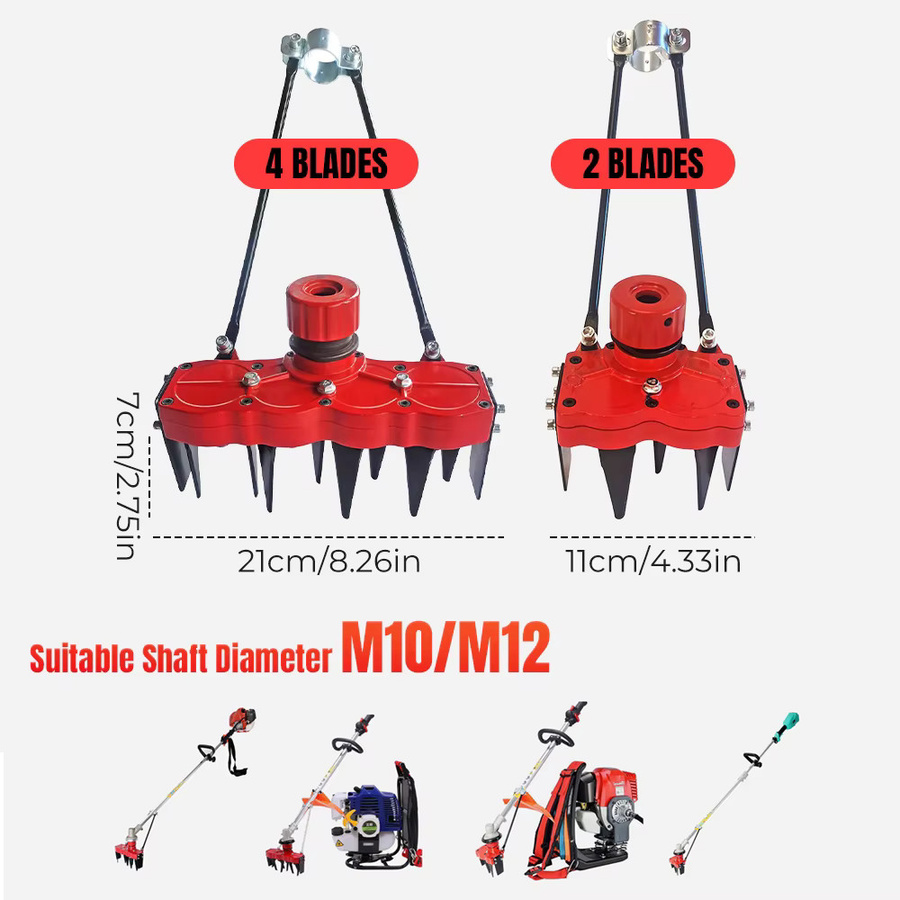 Rote Getriebe-Rotationshacke als Gartenfräse zur Unkrautentfernung und Rasenpflege - Bild 4