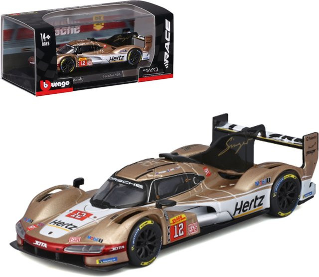 Bburago Porsche 963 Hertz Team Jota Gold # 12, Modell Rennwagen, 1:43, ab 14 Jahren - Bild 1