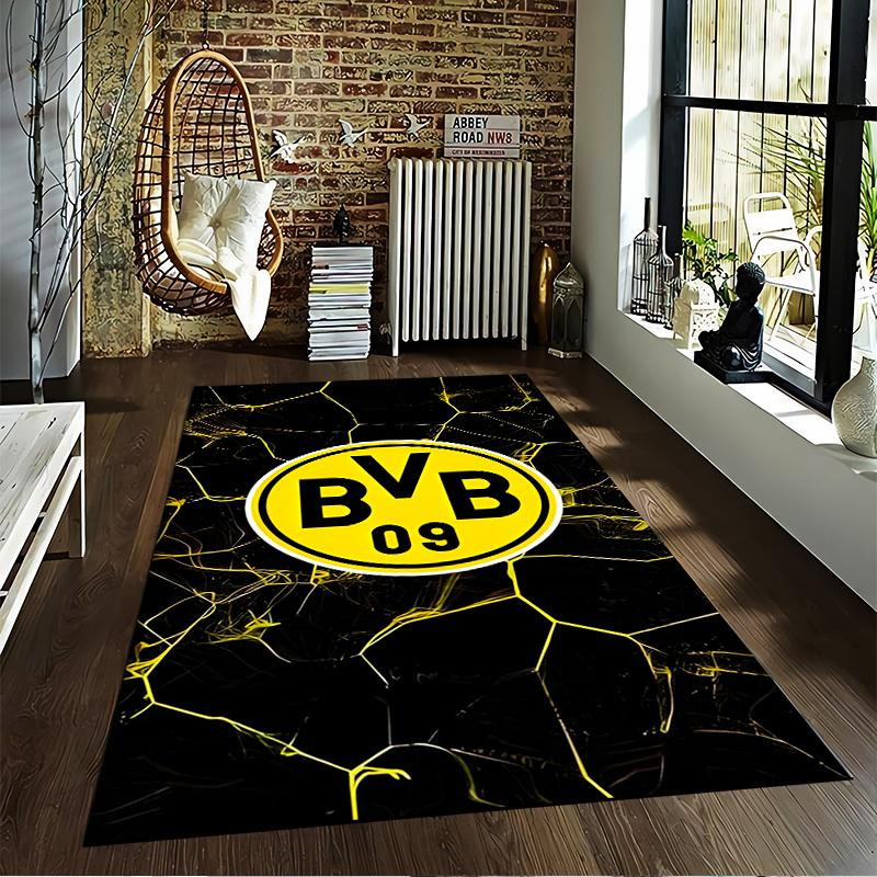 Haisilk Moon Teppich mit BVB 09 Fußball-Design in Schwarz-Gelb, Anti-Rutsch-Matte aus Polyester, B/B: 60 x 40 cm - Bild 4