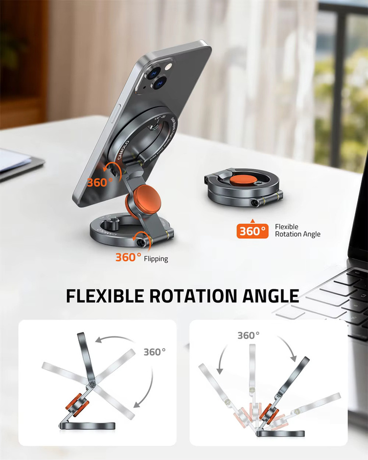 CAMOLO Doppelseitiger magnetischer Handyhalter mit flexiblem Spinner für iPhone 17–12 und Android-Smartphones als Schreibtisch- und Fitnessstudio-Halterung - Bild 3