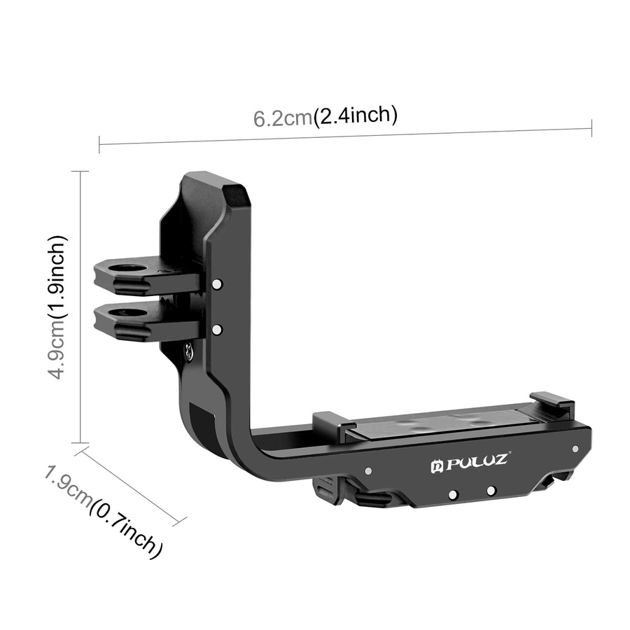 PULUZ L-förmige magnetische Halterung für DJI Osmo Action 5 Pro und Action 4 in Schwarz mit Schnellverschluss und 1/4 Zoll Anschluss für vertikale und horizontale Aufnahmen - Bild 2