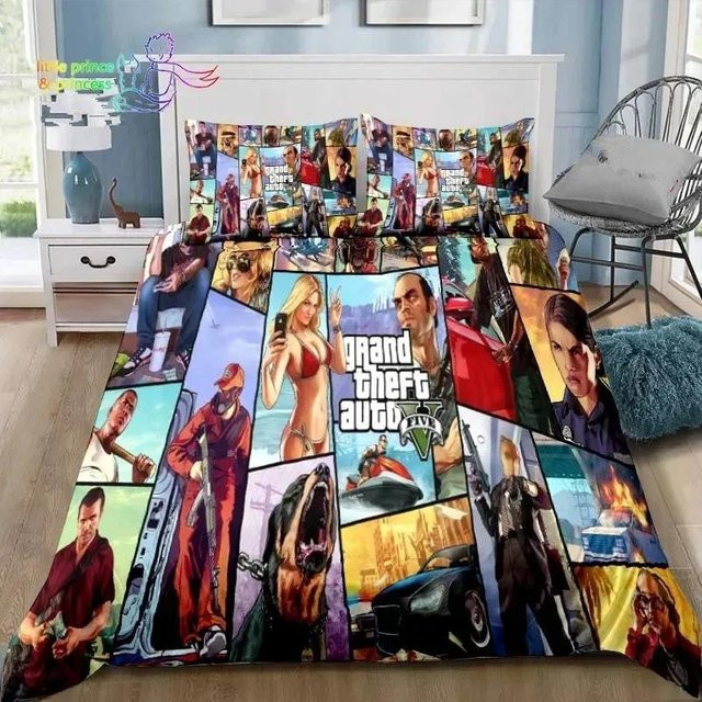 Bettwäsche Set Grand Theft Auto GTA mit Kissenbezug aus Mikrofaser, Mehrfarbig, B/H: 140 x 210 cm - Bild 1