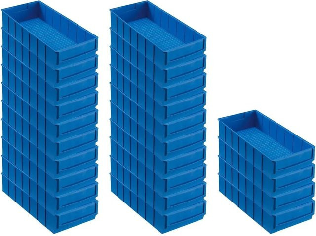 PROREGAL SuperSparSet mit 24 blauen Industrieboxen 400 B Sortimentskästen aus Kunststoff, H x B x T: 8,1 x 18,3 x 40 cm - Bild 1