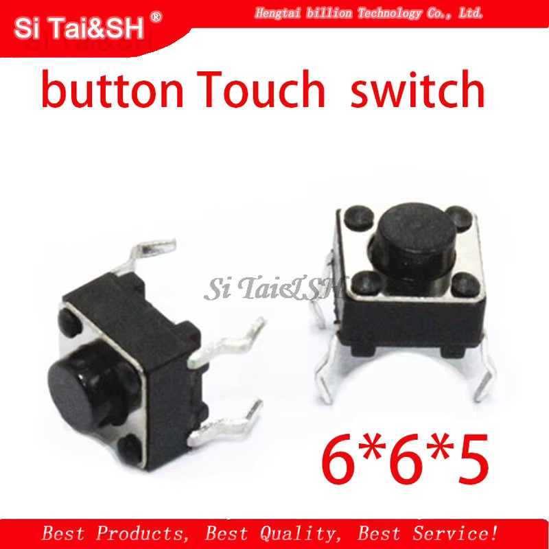 Si Tai&SH DIP 4pin Touch Schalter 6x6x5 mm in Schwarz, 100 Stück - Bild 2