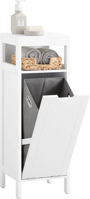 SoBuy Wäscheschrank aus Holz mit ausklappbarem Wäschesack in Weiß BZR122-W, B/T/H: 30 x 30 x 90 cm - Bild 1