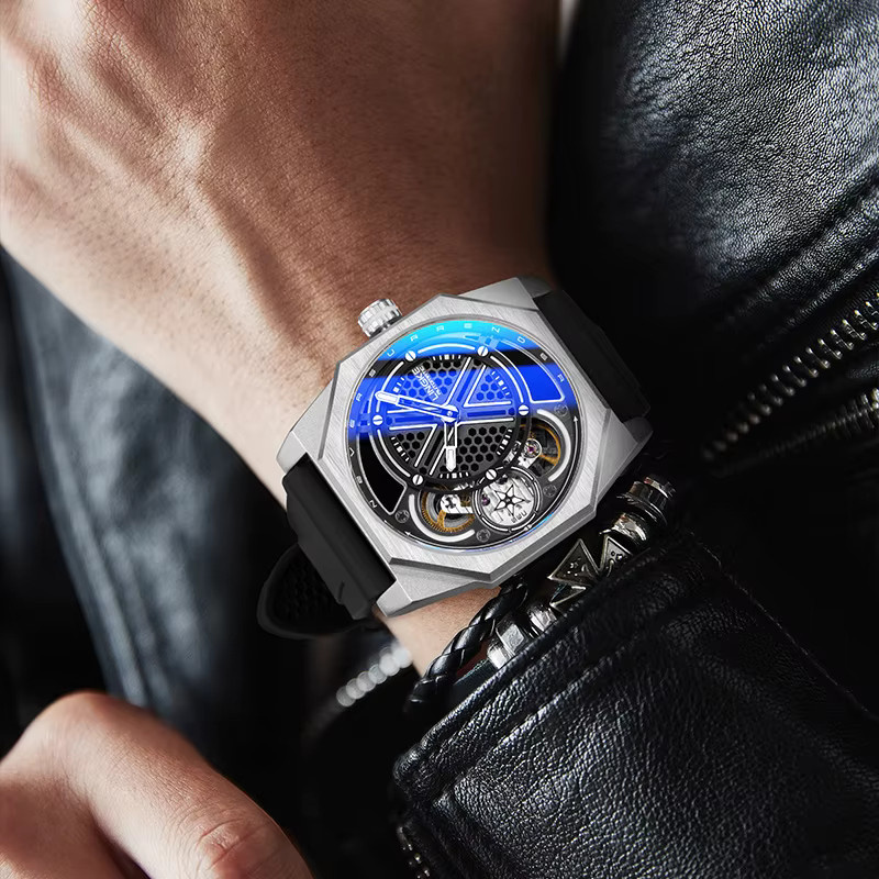 LINGKE Armbanduhr Automatik, Edelstahl, Bicolor, Saphirglas, Herren - Bild 3