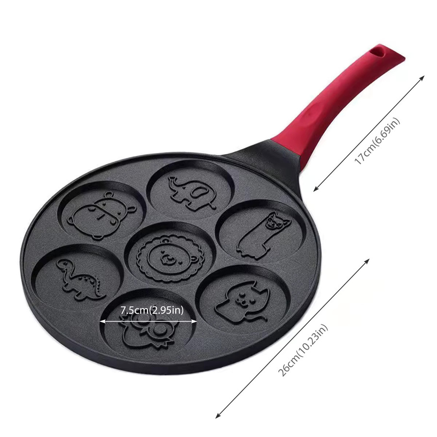 Willstar Pfannkuchenpfanne mit 7 Tierformen, antihaftbeschichtete Crepe-Pfanne für Kinder, in Rot oder Schwarz - Bild 2
