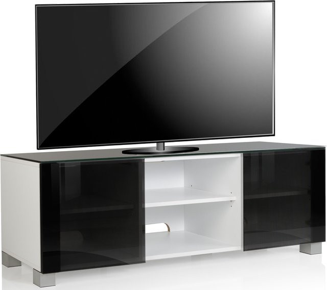 VCM Lowboard Fernsehschrank in Schwarz mit Schwarzglas und Kabelführung, H x B x T: 50 x 150 x 45 cm - Bild 1