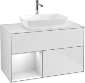 V&B Waschtischunterschrank Finion 100 mit Wandbeleuchtung in Weiß lackiert, B/T/H: 100 x 50,1 x 50,1 cm - Bild 1