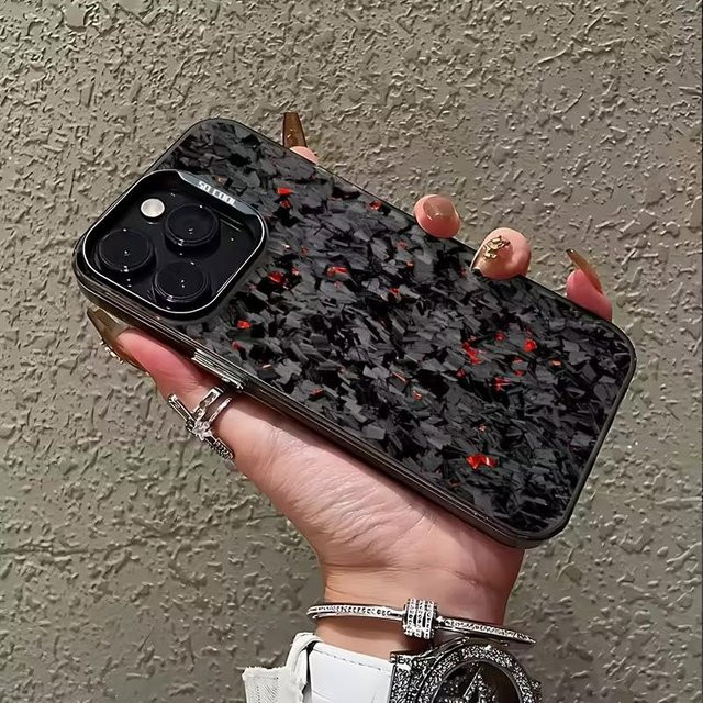 iPhone Handyhülle mit Kohlefaser-Muster in Schwarz als Hartschalenhülle für verschiedene iPhone Modelle - Bild 1