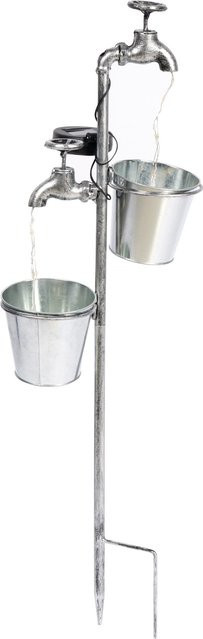 Viva Domo Solarstecker Wasserhahn-Duo LED Gartenleuchte in Silber/Grau mit Dämmerungssensor und warmweißem Licht - Bild 1