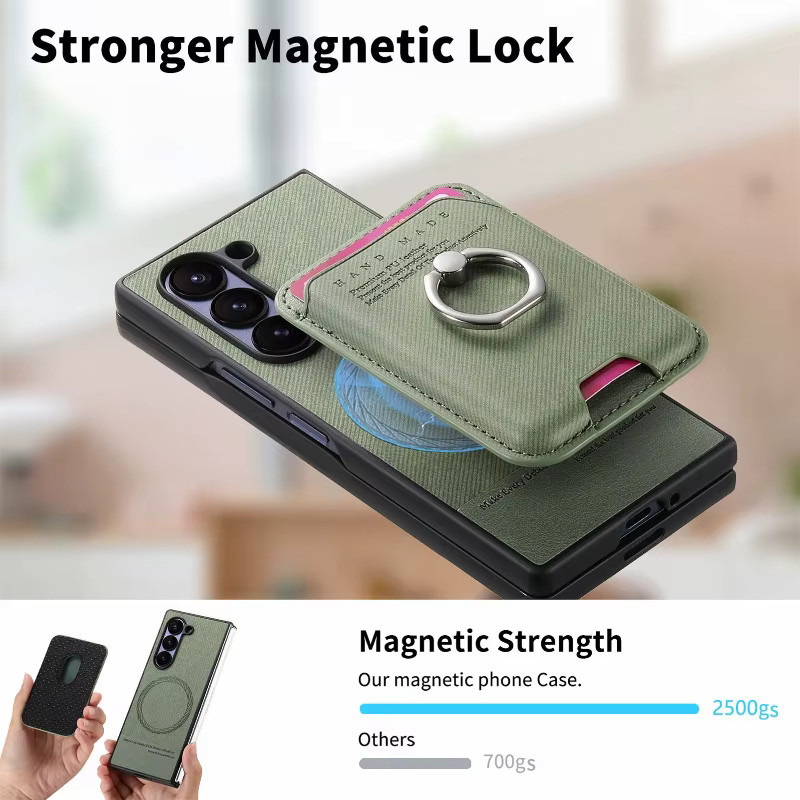 Samsung MagSafe Anti-Rutsch-Hülle mit magnetischem Kartenhalter und 2-in-1-Ringständer für Galaxy Z Fold in Beige - Bild 2