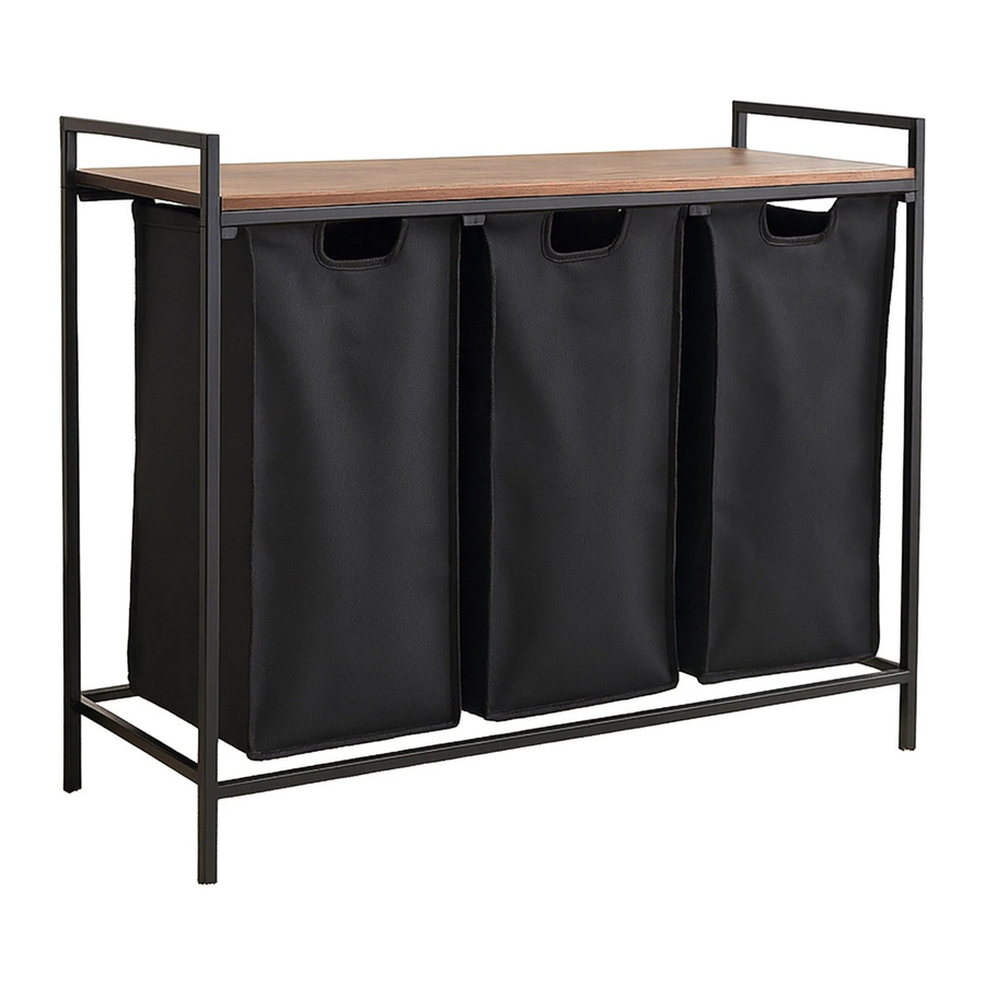 Relaxdays Wäschesammler aus Metall im Vintage-Design mit 3 Fächern und Ablage, Farbe: Braun, B/T/H: 72 x 33 x 92,5 cm - Bild 2