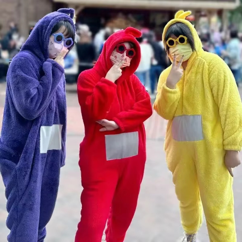 HHYRCOS Teletubbies Tinky Winky Laa-Laa Pyjama Kostüm, Einteiler, Lila - Bild 3