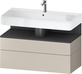 Duravit Waschtischunterschrank Qatego in Grau Matt, Wandmontage mit integrierter Beleuchtung und internen Schubladen, B/T/H: 99 x 47 x 59 cm - Bild 1