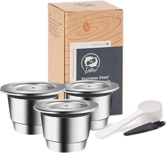 Wiederverwendbare Edelstahl Kaffeekapsel von Tread Tribe für Nespresso Essenza Mini, Farbe Silber - Bild 1