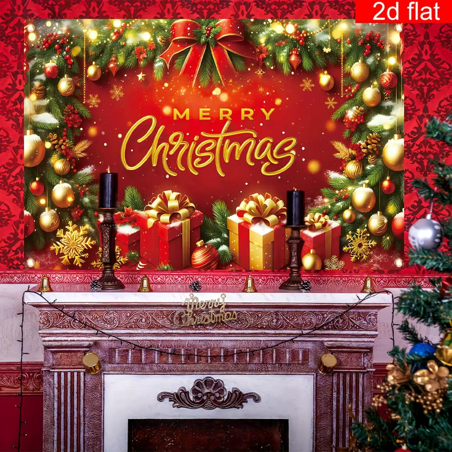 VIKAMA Weihnachts-Wandteppich in Rotgold für Wohnzimmer und Schlafzimmer, Wandbehang zur Weihnachtsdekoration, B/H: 60 x 40 cm - Bild 3