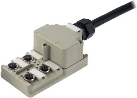 Weidmüller SAI-4-M 5P M12 Sensor/Aktorbox passiv, M12-Verteiler mit Metallgewinde, grau - Bild 1