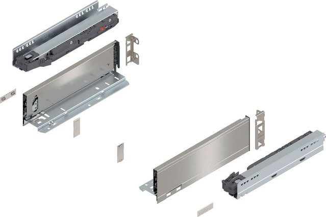 Blum Legrabox Pure Set Schubladenauszug Tip-On Vollauszug Inox Silber, Tiefe: 300 mm, 1 Paar - Bild 1