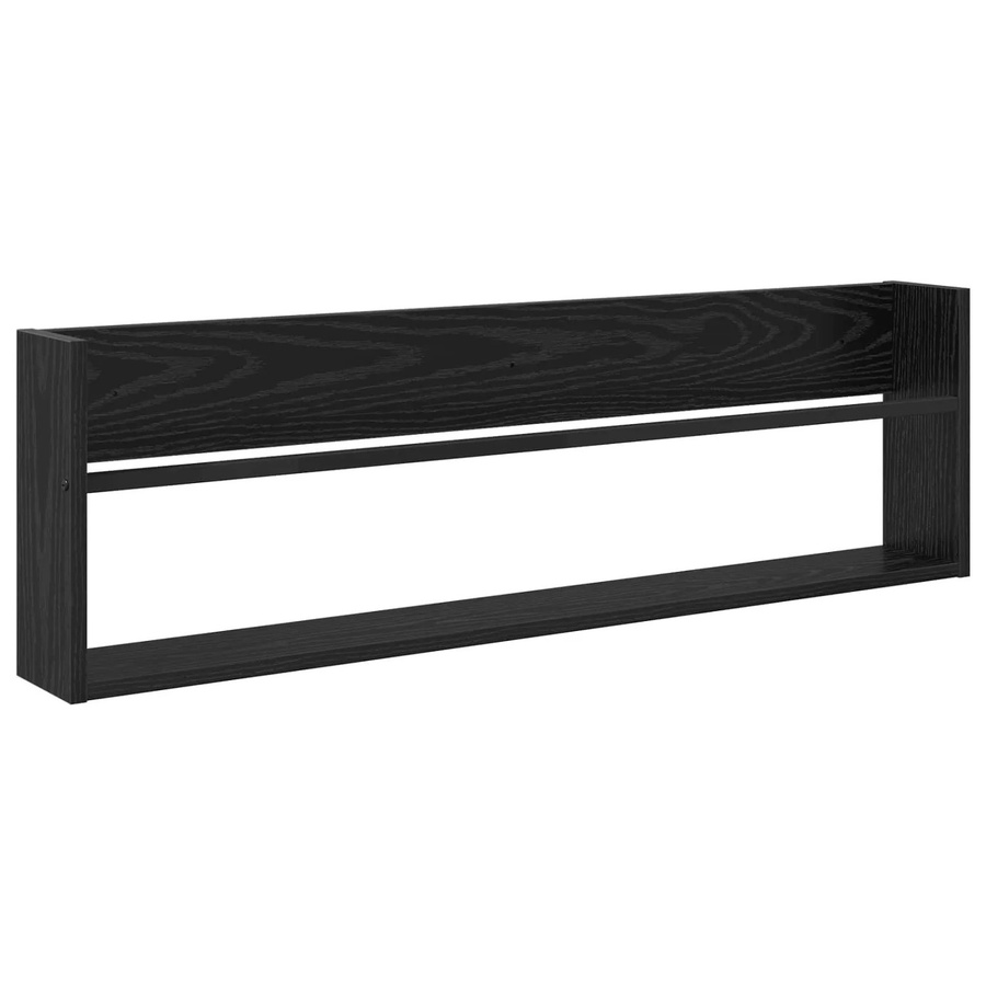 vidaXL Magazinregal in Schwarz und Eichen-Optik, wandmontiertes Regal für Wohnzimmer und Büro, B/H/T: 100 x 30 x 12 cm - Bild 2