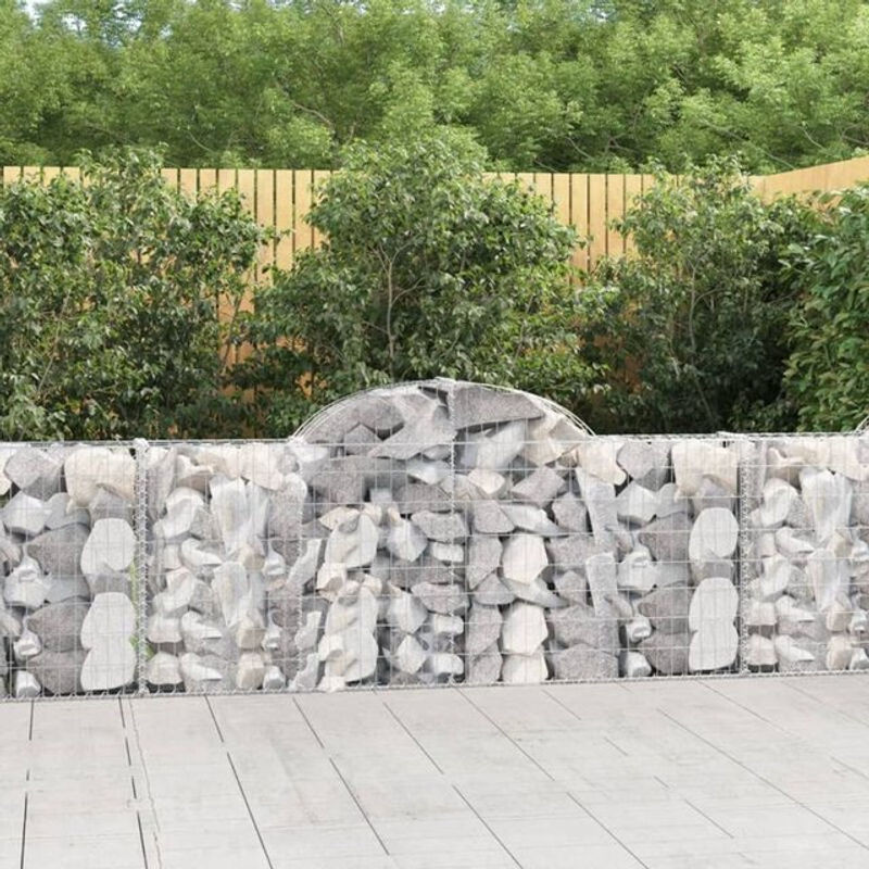 Vidaxl Gabionen mit Hochbogen Set aus verzinktem Eisen in Silber, 6 Stück, B/T/H: 200 x 30 x 80/100 cm - Bild 1