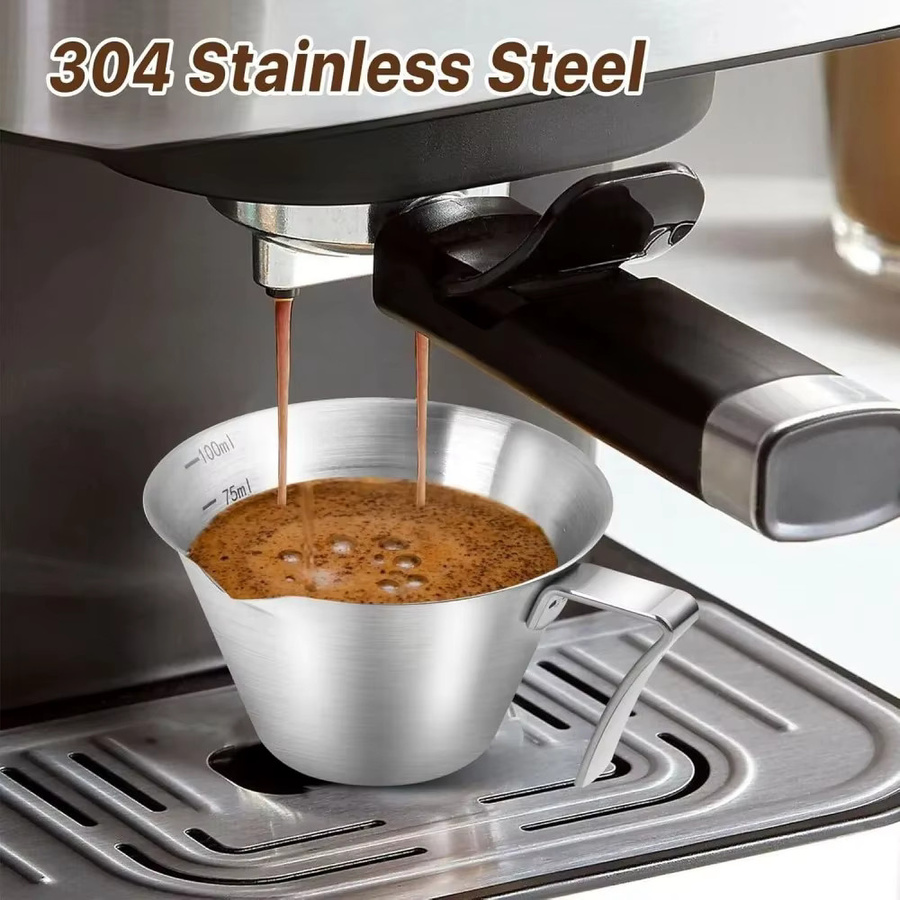 FEB.WIND Espresso-Messbecher aus Edelstahl mit Skala und V-förmigem Auslauf, Silber - Bild 2