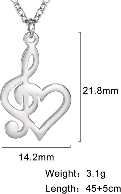Halskette Musik Gitarre Anhänger, Edelstahl, Gold, Damen Herren, 45-50cm - Bild 1