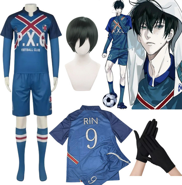 Rin Itoshi Cosplay-Kostüm, Fußballverein Trikot, Perücke, Fußballuniform, Set - Bild 1