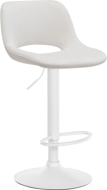 DELUKE Barhocker JAKSON Tresenhocker mit Lehne aus Samt in Creme Weiß - Bild 1