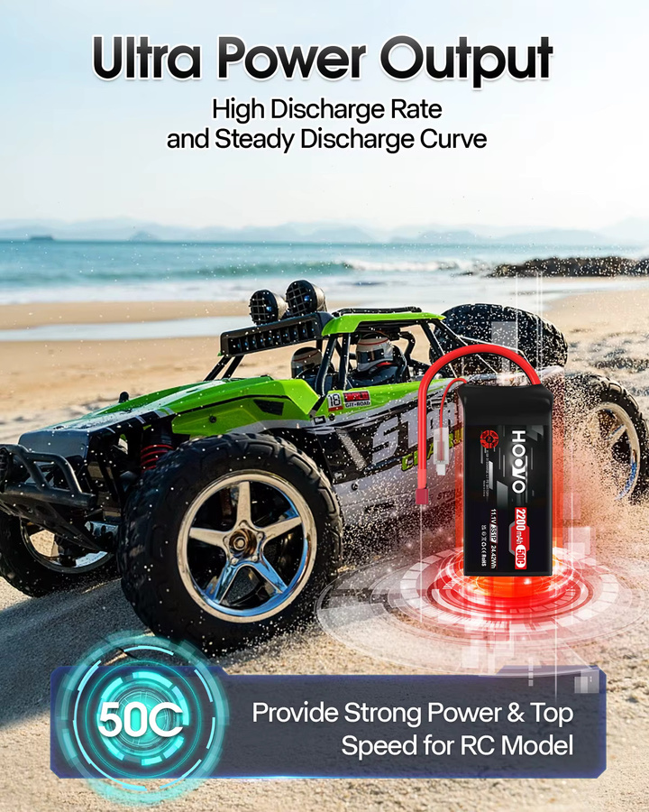 2er-Set HOOVO LiPo Akku 3S 11,1 V mit 2200 mAh und 50C, Softcase Kurze Batterie mit T-Stecker für RC Auto, Hubschrauber und Flugzeug, Schwarz - Bild 4