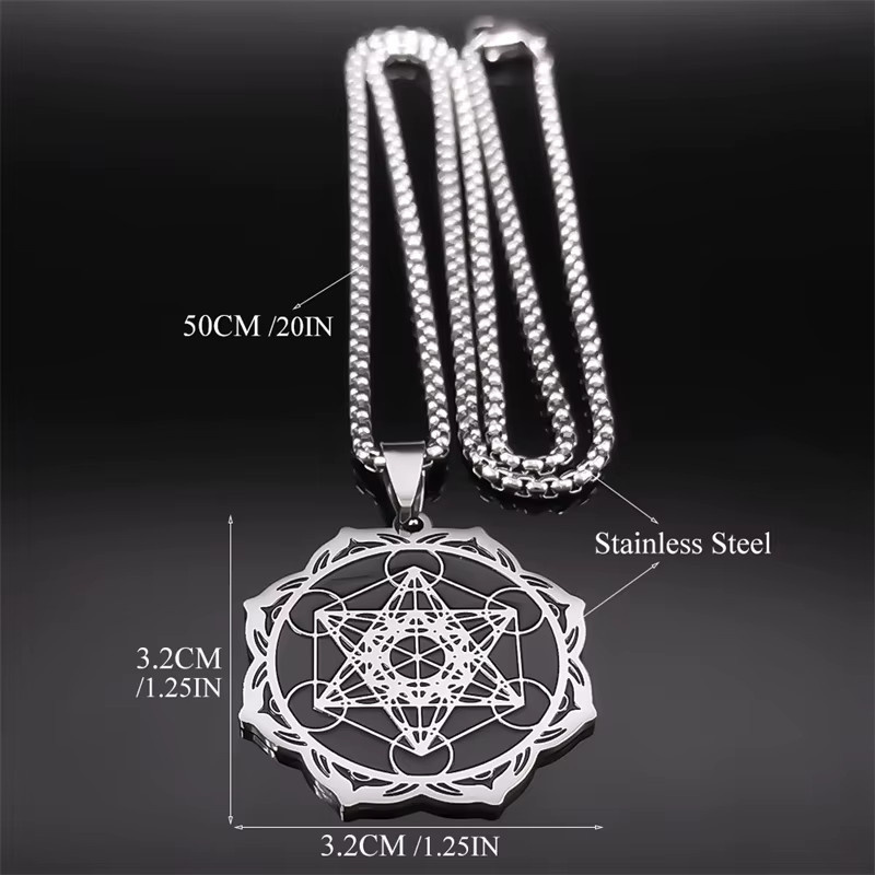 AFAWA Halskette, Edelstahl, Metatron Würfel, Unisex - Bild 4
