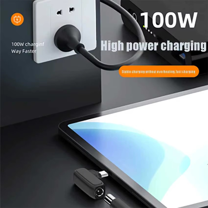 JCD DC Power Buchse auf USB-C Typ-C Stecker Adapter für 100W Schnellladung, Schwarz - Bild 4