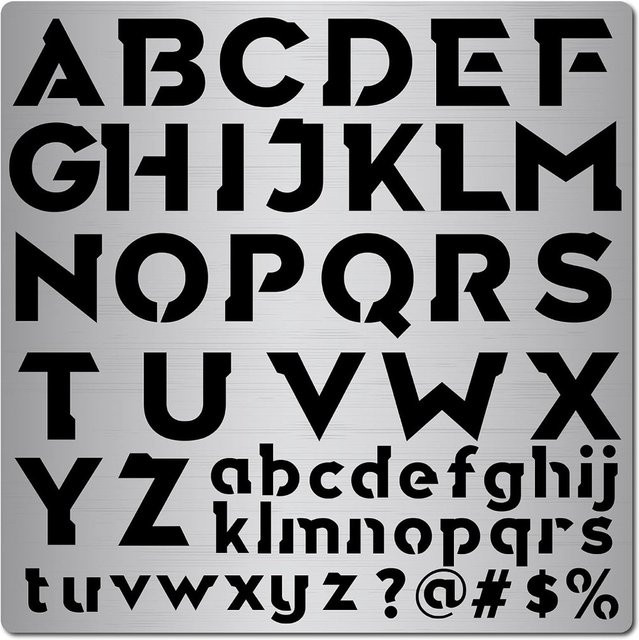 Edelstahl Buchstaben Schablone mit Alphabet und Zahlen in Silber, 6,3 Zoll Malvorlage aus Metall - Bild 1