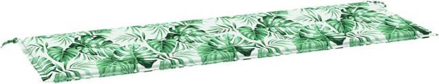 vidaXL Gartenbank-Kissen mit floralem Blatt-Design in Grün aus Oxford-Stoff, B/T/H: 150 x 50 x 4 cm - Bild 1