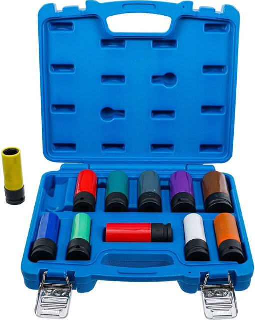 BGS Kraftschoneinsatz-Satz mit Spezial-Radschrauben aus Chrom-Molybdänstahl, 11-teilig, Antrieb 1/2 Zoll, SW 15-27 mm - Bild 1