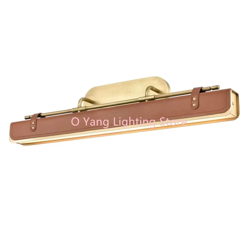 Verstellbare Wandlampe von JIANKEXING aus Leder und Metall in Braun mit Gold/Messing-Akzenten und warmweißem Licht für Wohnzimmer, Flur und Schlafzimmer - Bild 4