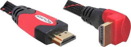Delock HDMI Anschlusskabel 4K UHD mit Ethernet/LAN, vergoldete Steckkontakte, Schwarz/Rot, Länge: 5 m - Bild 1