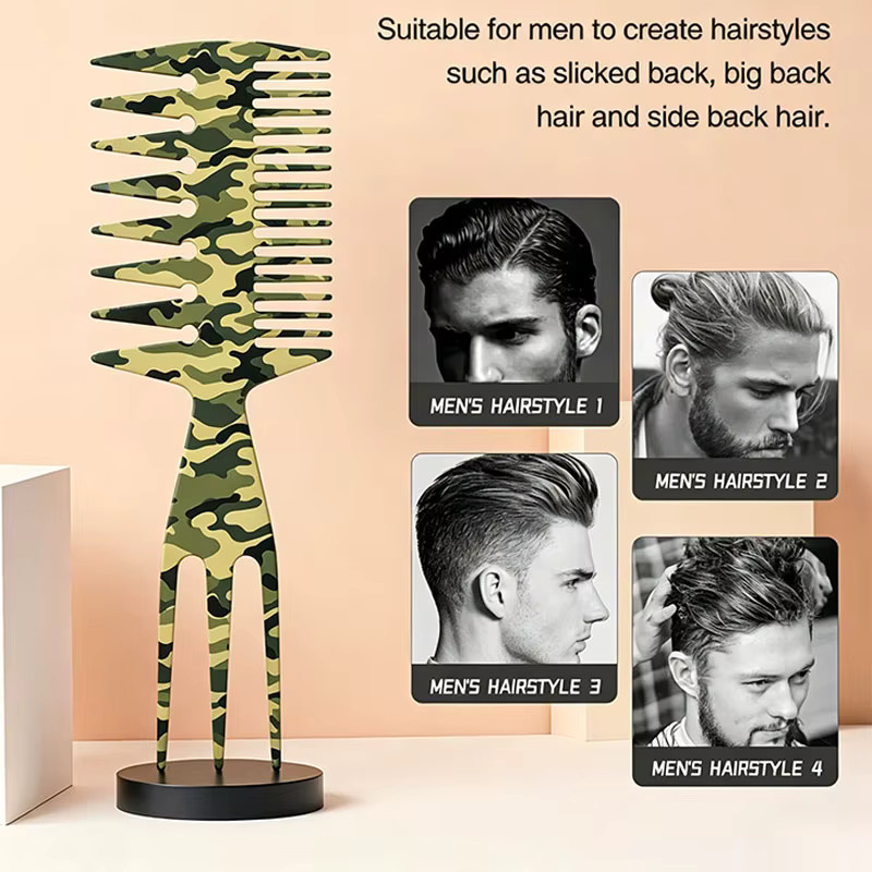 3-teiliges Camo Pompadour Kamm-Set, Hitzebeständiger Friseur-Stylingkamm für Herren - Bild 2