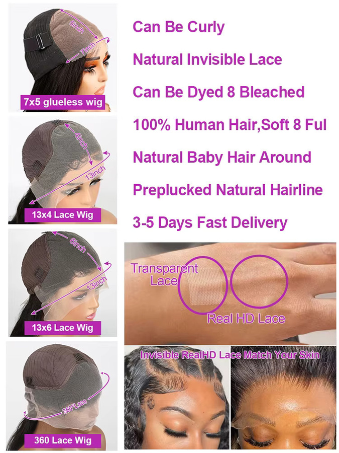 HJ WEAVE BEAUTY Glueless Perücke, 100% Echthaar, glatt, Damen - Bild 6
