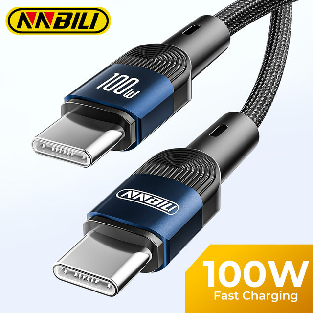 NNBILI USB Typ-C Schnellladekabel für iPhone 16 15 14 13 12 11, Huawei, Realme, Oppo, OnePlus und Xiaomi, USB-C Ladekabel in Schwarz oder Blau - Bild 1