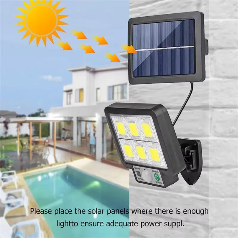ESMARTER LED Solar Split Wandleuchte mit Bewegungssensor in Schwarz für Garten und Garage - Bild 3