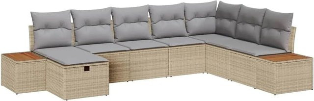 vidaXL Gartensofa-Set aus Poly-Rattan in Beige mit Kissen und integriertem Stauraum - Bild 1