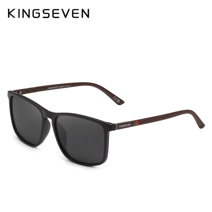 KINGSEVEN Sonnenbrille Rechteck, Vollrand, Kunststoff, Schwarz, Unisex, polarisiert - Bild 2