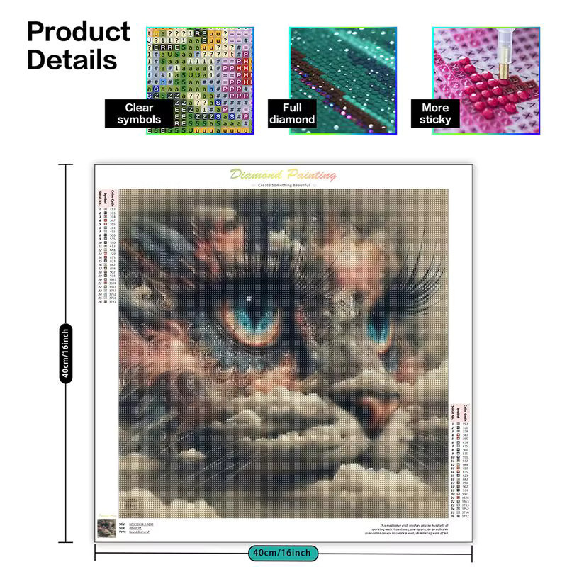 CHENISTORY Diamant-Mosaik Set mit abstrakter Katze als Kreuzstich-Stickerei mit runden Perlen - Bild 2