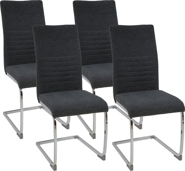 4er Set Freischwinger Stühle ALBATROS in Grau mit Stoffbezug und modernem Design - Bild 1