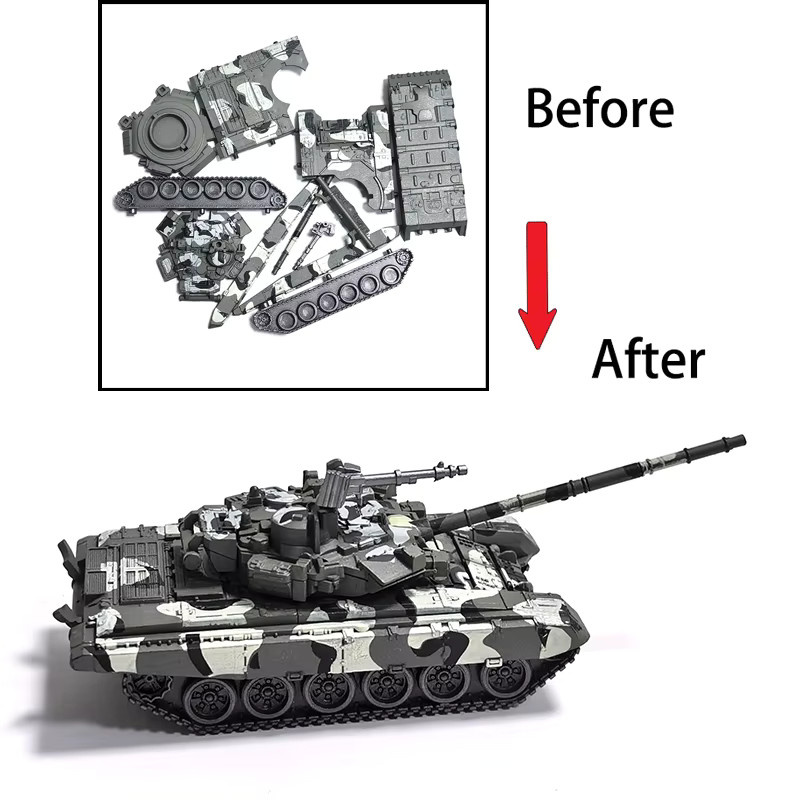 yikesong Militär Serie M1A2 Leopard 2A7 T-90 Kampfpanzer, Spielzeug Fahrzeuge - Bild 4