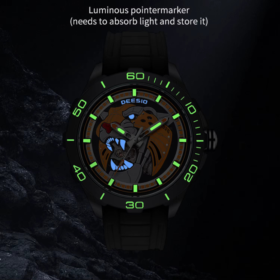 Deesio Armbanduhr, Automatik, Kohlefasergehäuse, Schwarz, Herren - Bild 2