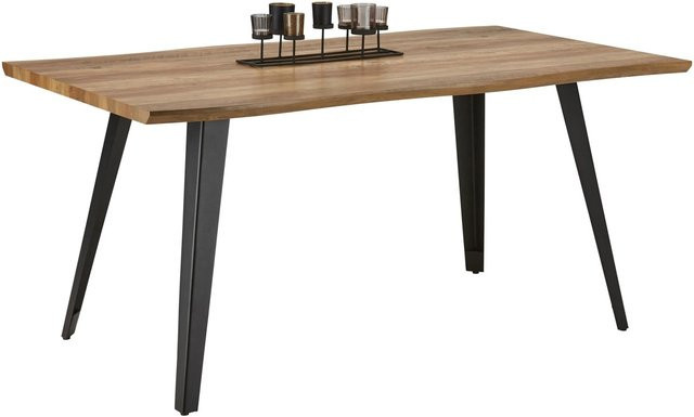 Bessagi Home Esstisch Diego in Eichenfarbe und Schwarz, rechteckiger Tisch aus MDF und Metall, B/T/H: 150 x 90 x 76 cm - Bild 1